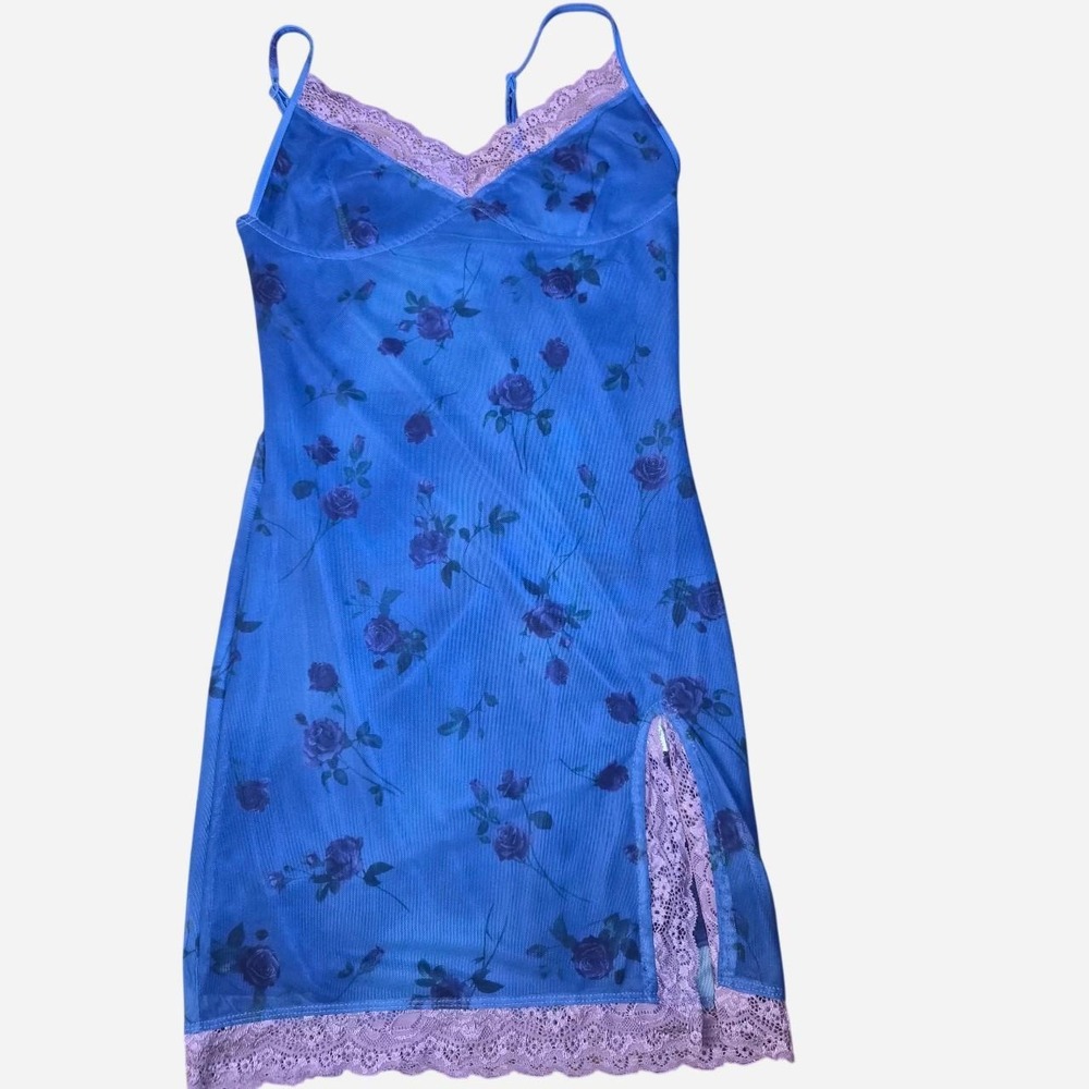 Motel Rocks blue floral mesh slip dress
